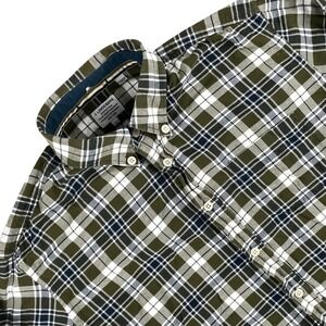 J. Lindeberg Shirt‎ Mens S Green White Plaid Button Down Long Sleeve Flannel EUC